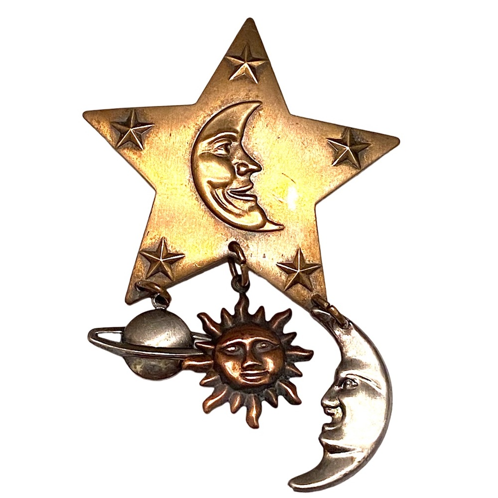 Vintage Moon 🌙 Stars ⭐️ Brooch